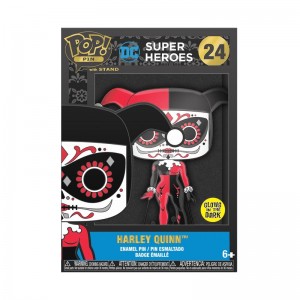 DC Comics Funko POP DC Comics + Pop! Pin Harley Quinn (Dia De Los DC) (Glow) | UAE855736