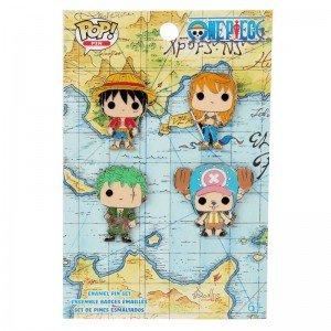 Pins Funko POP One Piece + One Piece Straw Hat Crew 4-Pack Pin Set | UAE852992